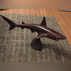 VINTAGE WOOD SHARK SCULPTURE 12”L x 8”H